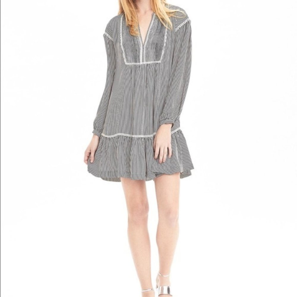 Banana Republic Striped Drop Waist Shirt Dress